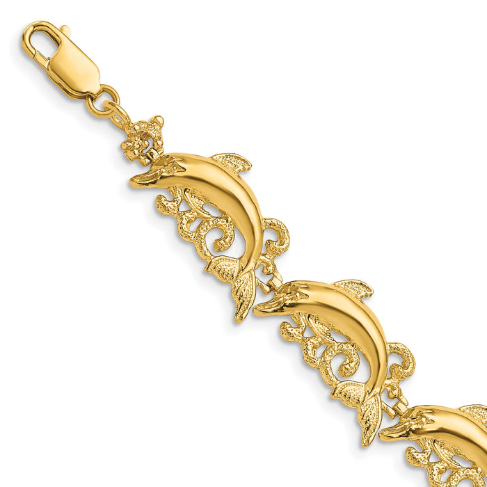 14k Dolphin Bracelet-FB1596-7.5