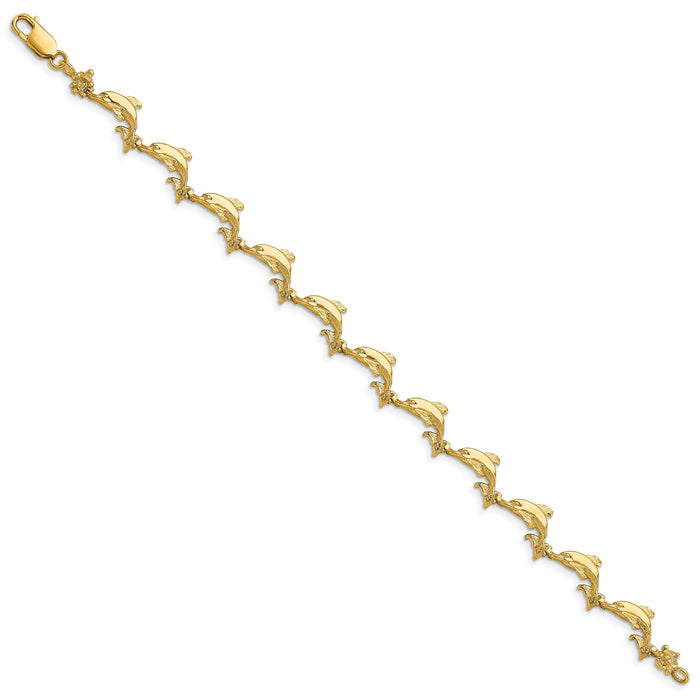 14k Dolphin Bracelet-FB1599-7.25
