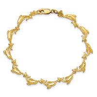 14k Dolphin Bracelet-FB1599-7.25