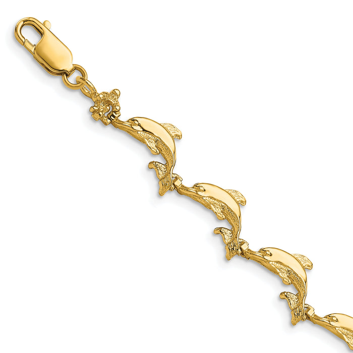14k Dolphin Bracelet-FB1599-7.25