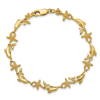 14K Dolphin and Starfish Bracelet-FB1606-7.5