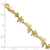 14K Dolphin and Starfish Bracelet-FB1606-7.5