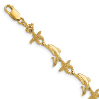 14K Dolphin and Starfish Bracelet-FB1606-7.5