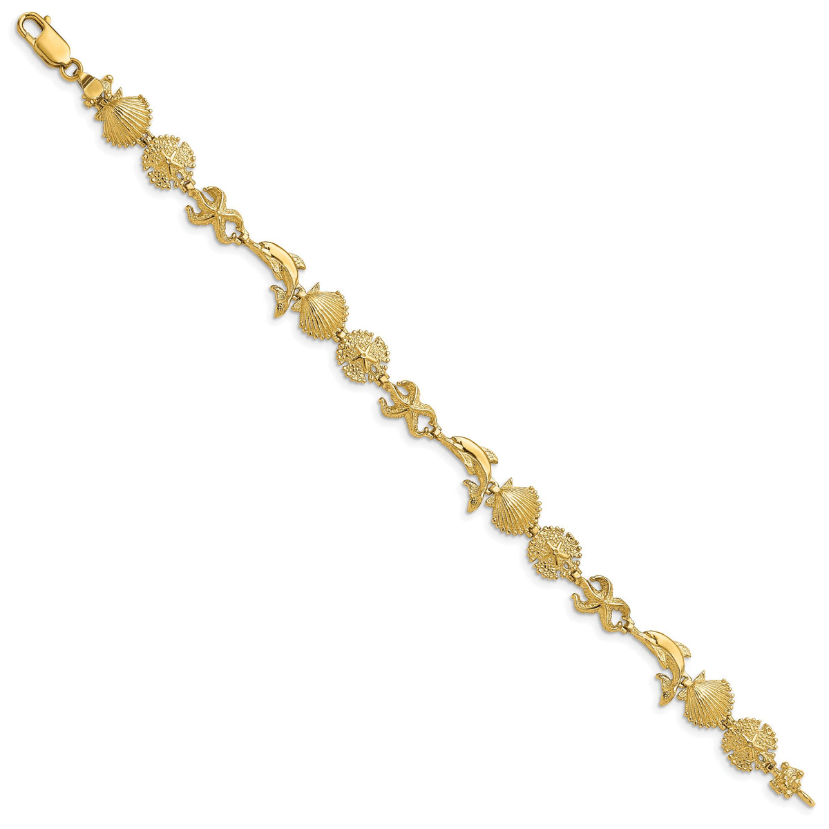 14K Dolphin and Sea Shells Bracelet-FB1608-7