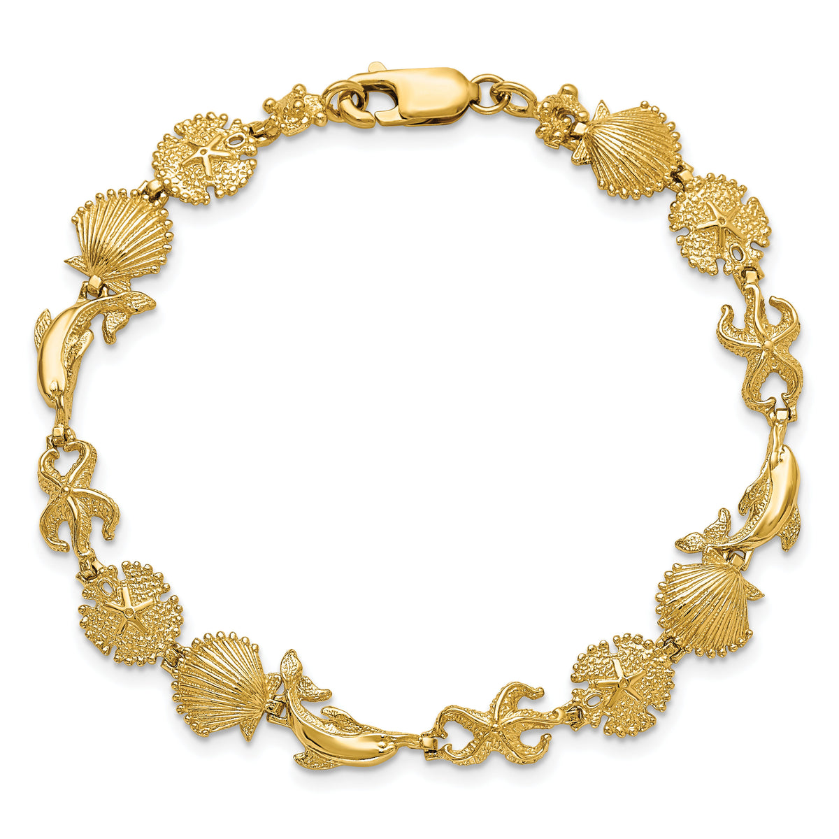 14K Dolphin and Sea Shells Bracelet-FB1608-7