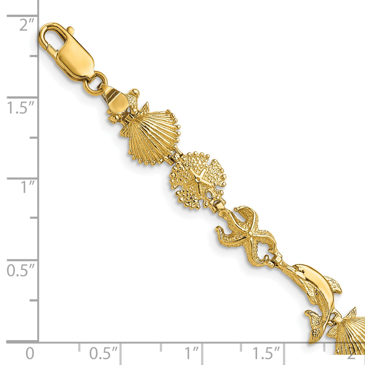 14K Dolphin and Sea Shells Bracelet-FB1608-7