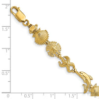 14K Dolphin and Sea Shells Bracelet-FB1608-7