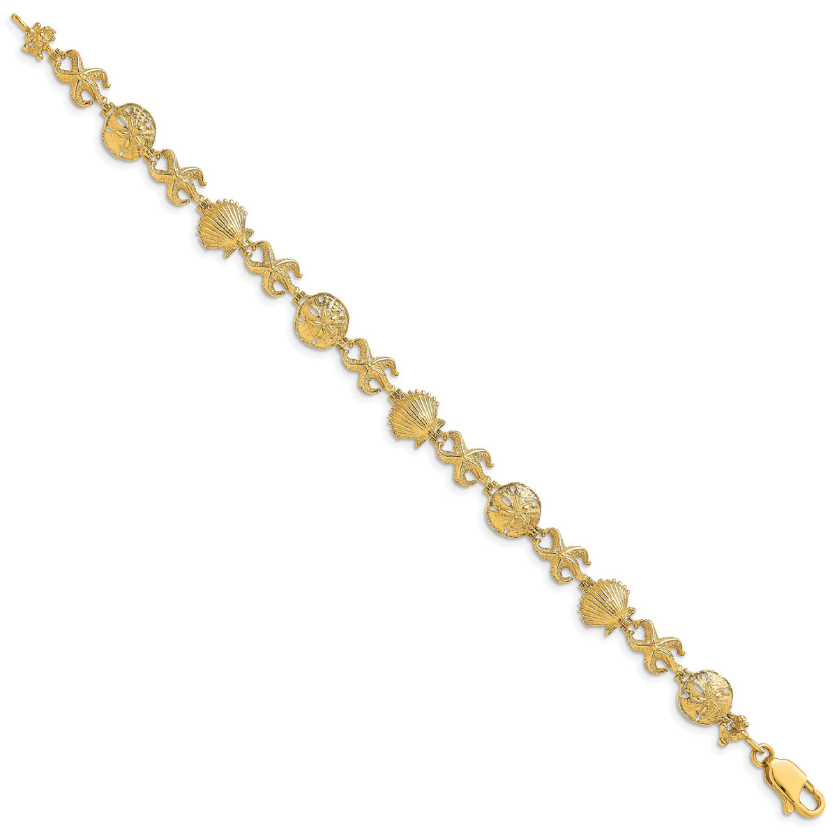 14K Shell, Sand Dollar, Starfish Bracelet-FB1618-7