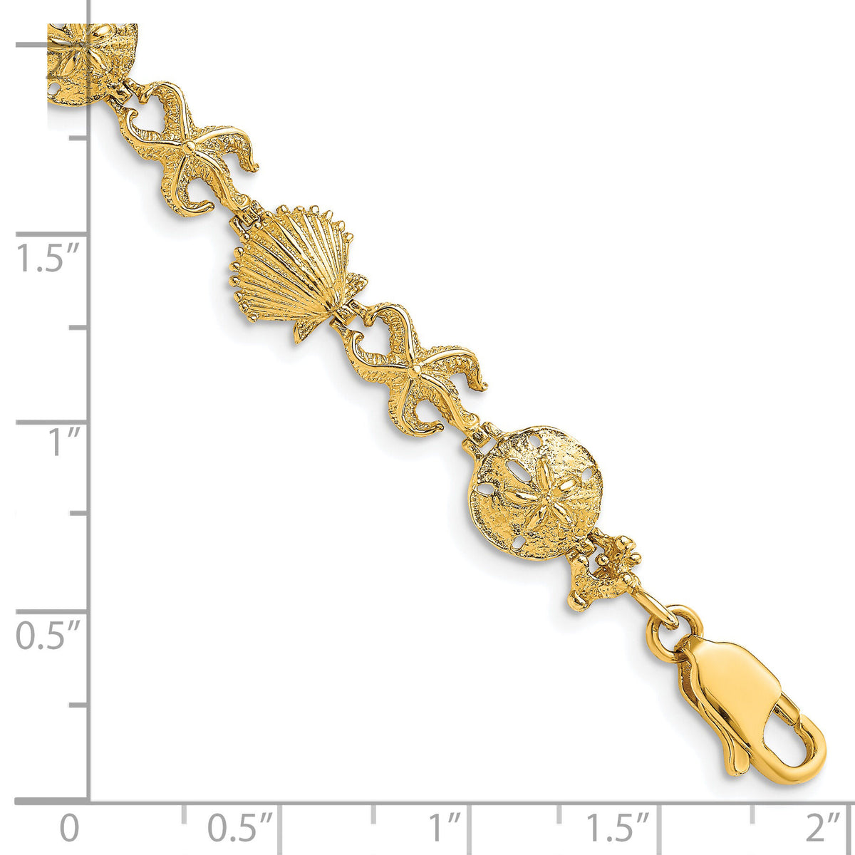 14K Shell, Sand Dollar, Starfish Bracelet-FB1618-7