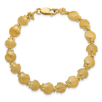 14K Polished /Textured Scallop Shell Bracelet-FB1699-7