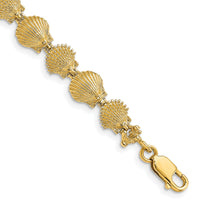 14K Polished /Textured Scallop Shell Bracelet-FB1699-7