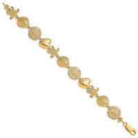14K Starfish, Shell, Clam Link Bracelet-FB1703-7.5