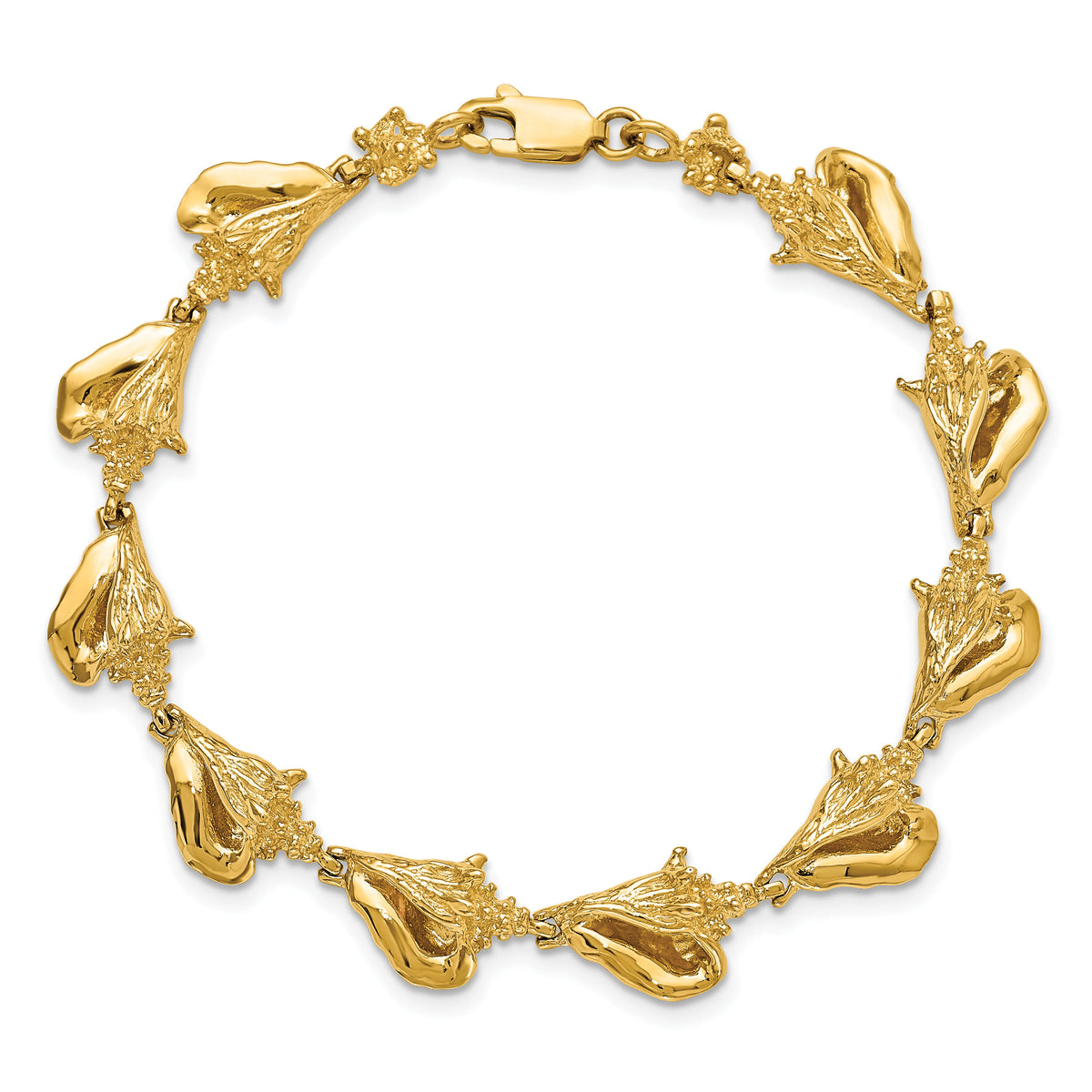 14k 3-D Conch Shell Link Bracelet-FB1705-7.25