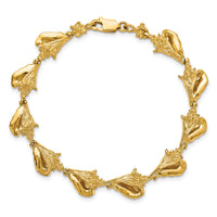 14k 3-D Conch Shell Link Bracelet-FB1705-7.25