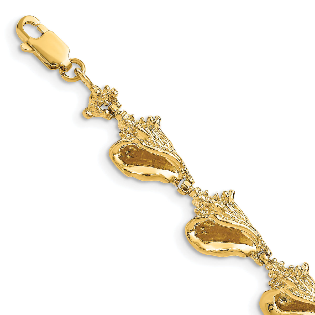 14k 3-D Conch Shell Link Bracelet-FB1705-7.25
