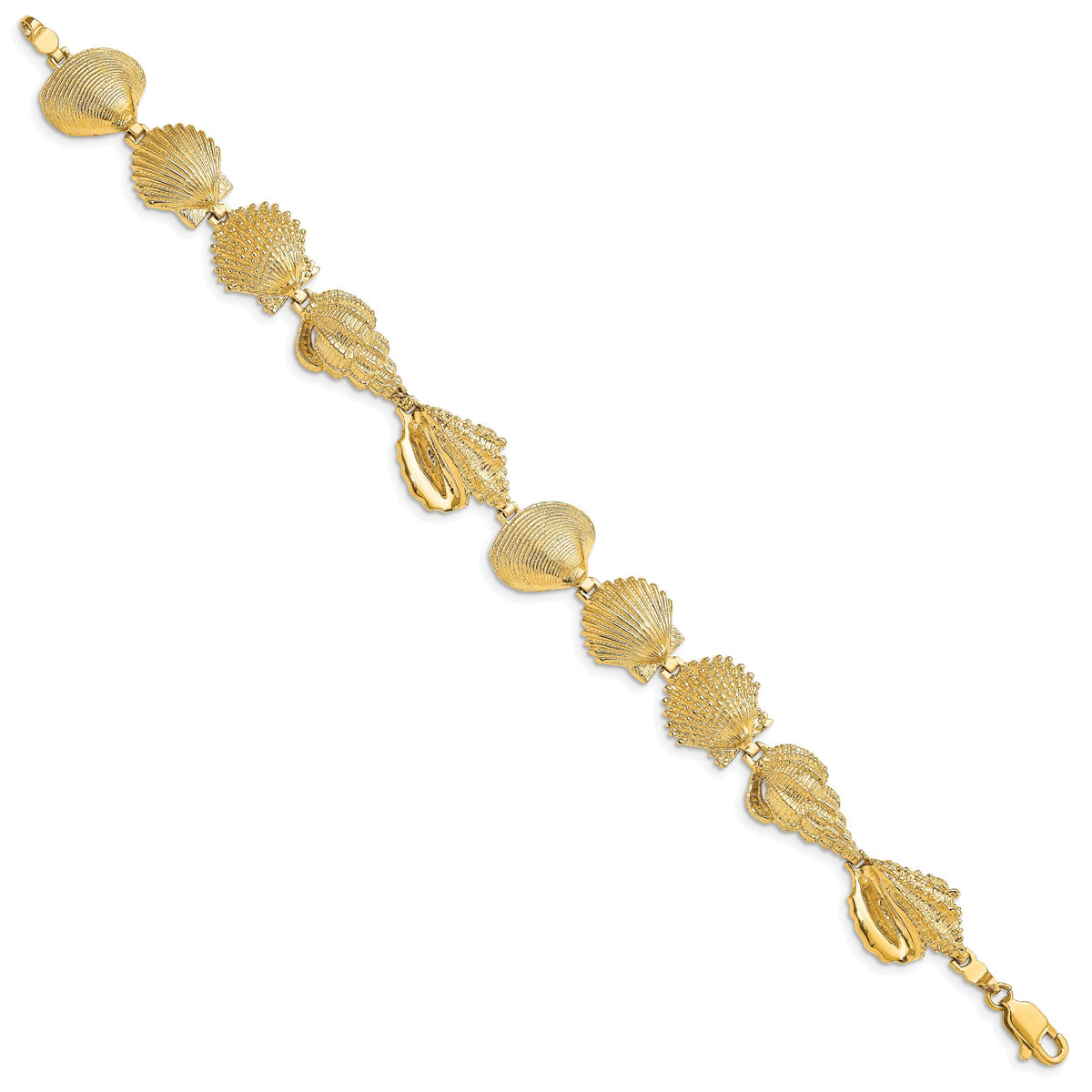 14k Assorted Shell Link Bracelet-FB1709-7.25