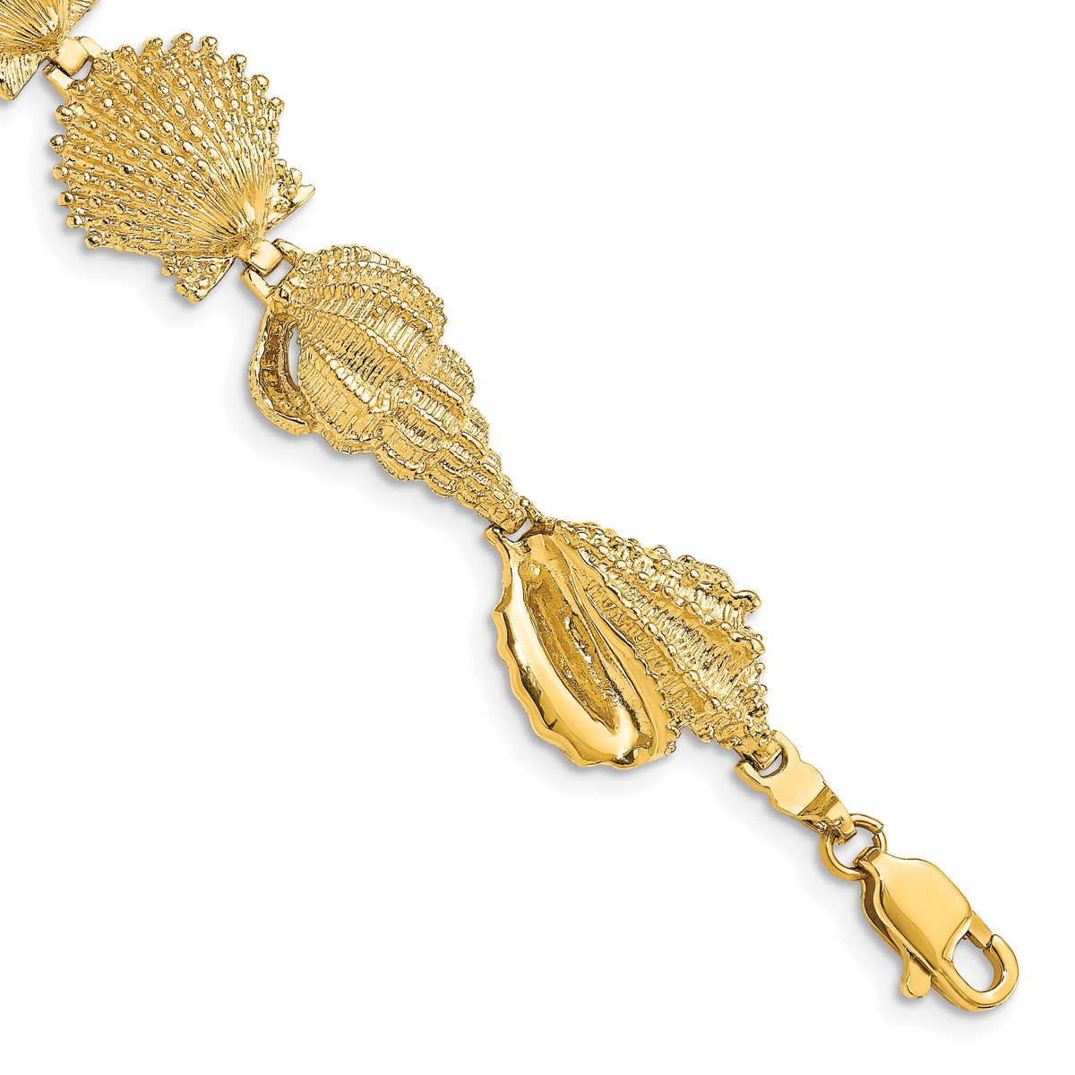 14k Assorted Shell Link Bracelet-FB1709-7.25