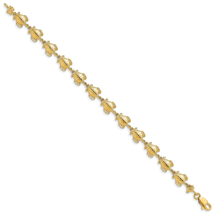 14k Polished Sea Turtle Link Bracelet-FB1713-7.25