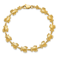 14k Polished Sea Turtle Link Bracelet-FB1713-7.25