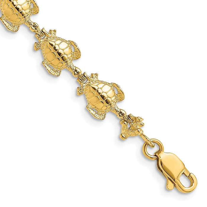 14k Polished Sea Turtle Link Bracelet-FB1713-7.25