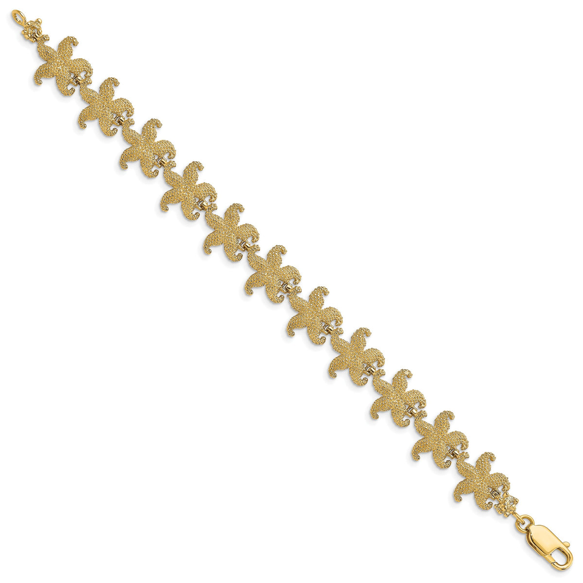 14k Puffed Starfish Link Bracelet-FB1735-7.25
