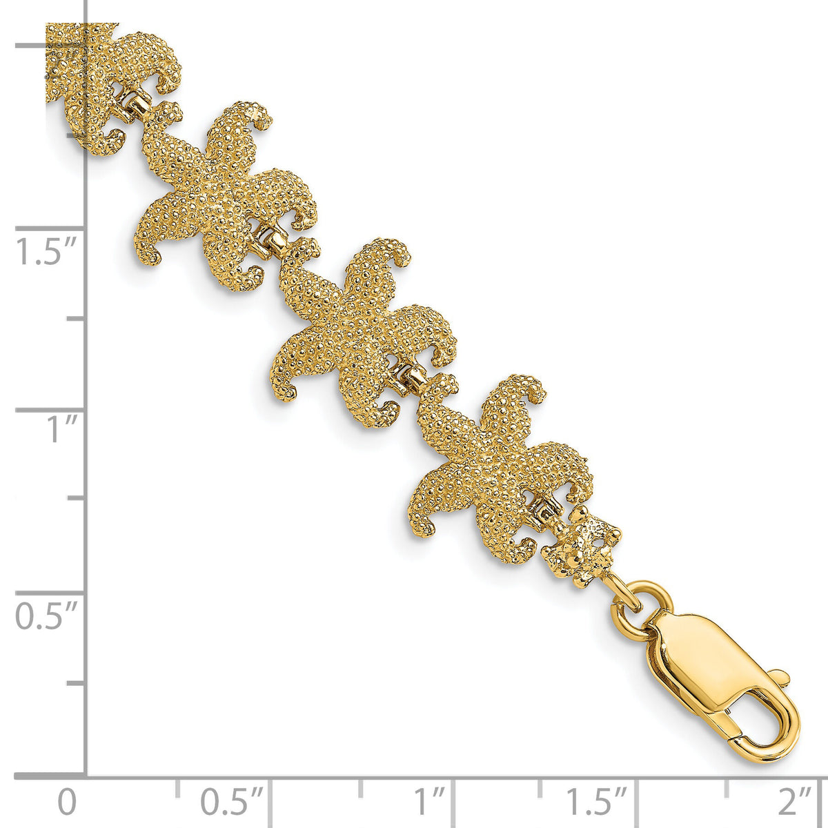 14k Puffed Starfish Link Bracelet-FB1735-7.25
