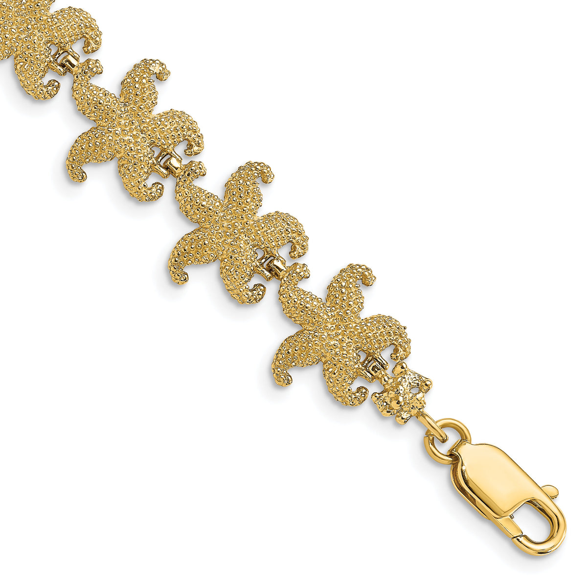 14k Puffed Starfish Link Bracelet-FB1735-7.25