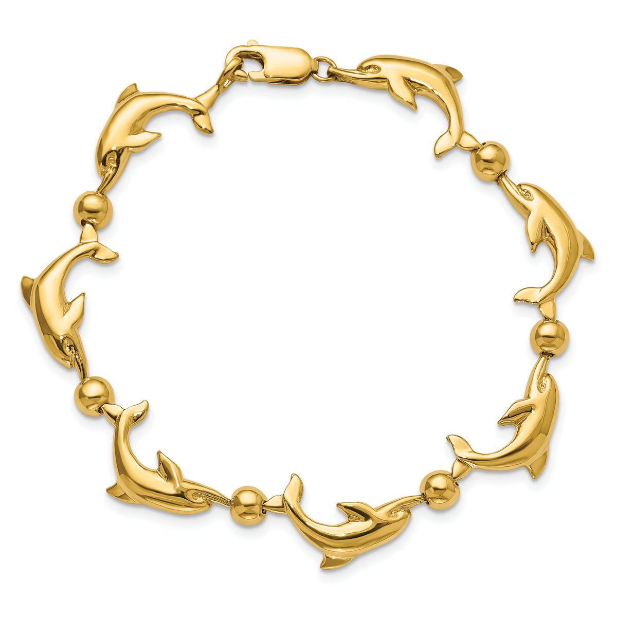 14k Polished Dolphin Bracelet-FB1776-7.5