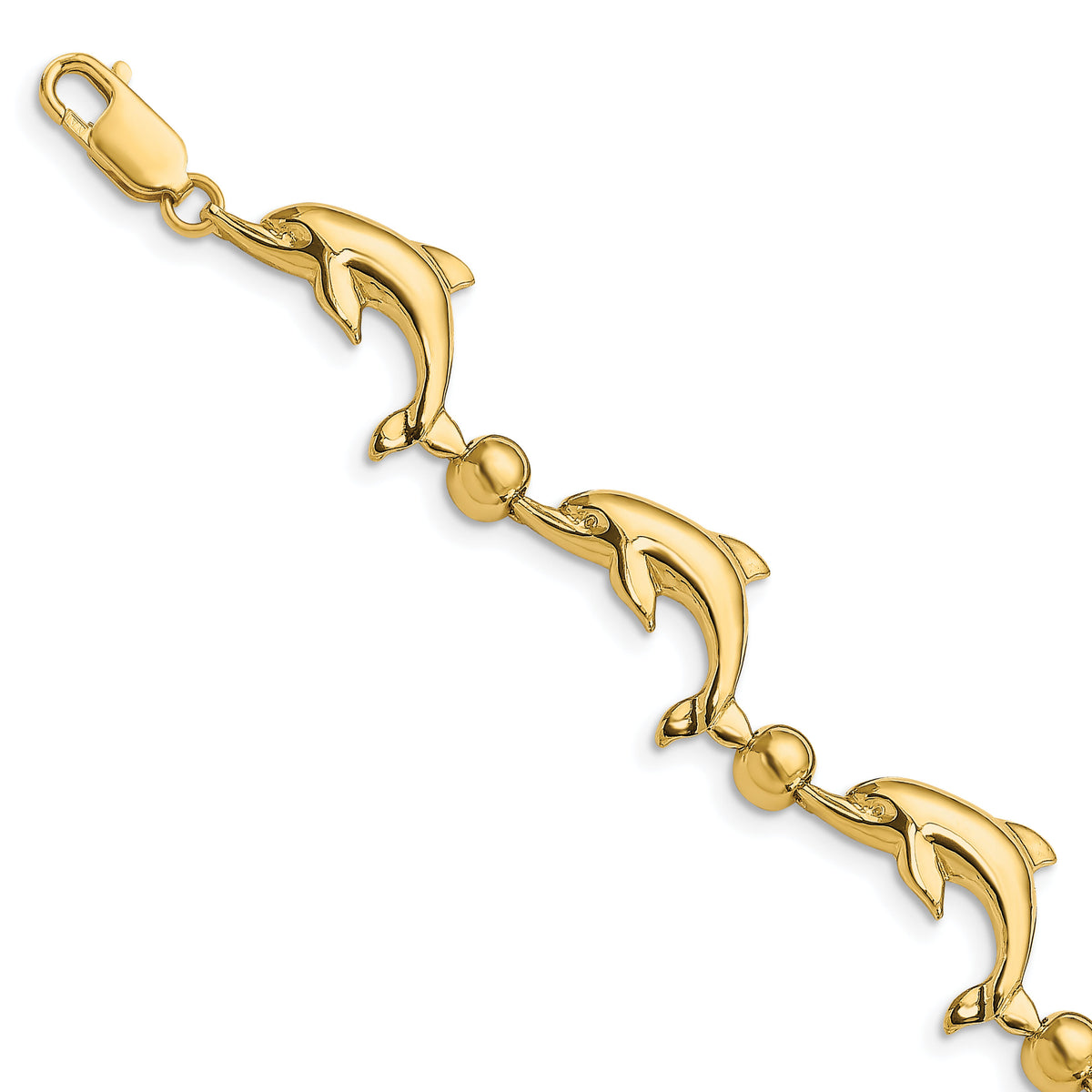 14k Polished Dolphin Bracelet-FB1776-7.5