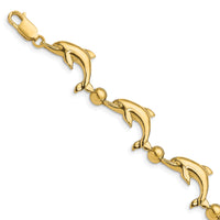 14k Polished Dolphin Bracelet-FB1776-7.5