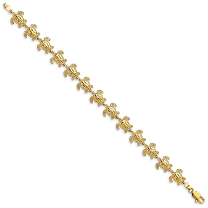 14k Polished Mini Sea Turtle Link Bracelet-FB1777-7.25