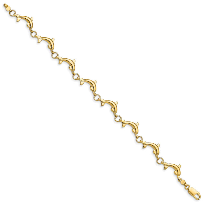 14k Polished Dolphin Bracelet-FB1784-7.5