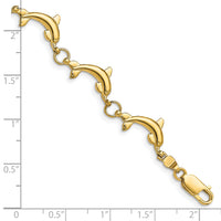 14k Polished Dolphin Bracelet-FB1784-7.5