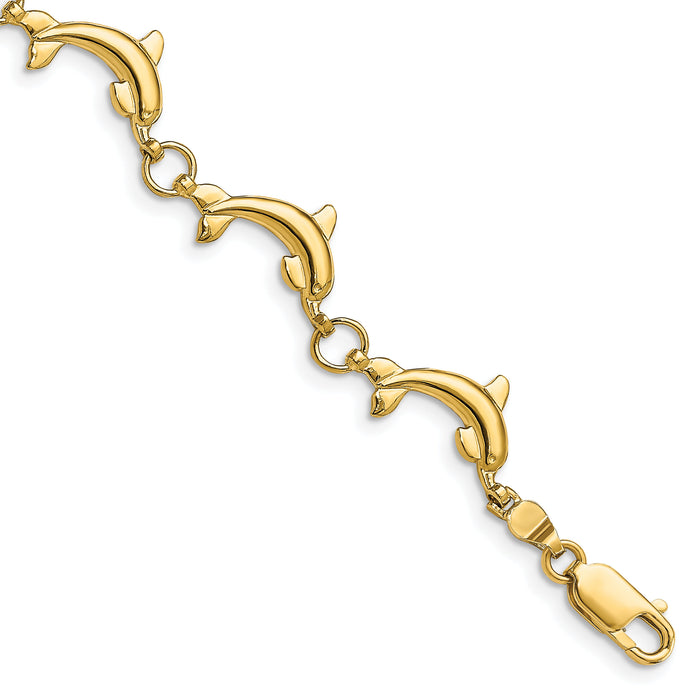 14k Polished Dolphin Bracelet-FB1784-7.5