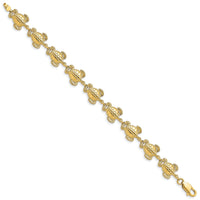 14K Polished / Textured Sea Turtle Bracelet-FB1816-7.25