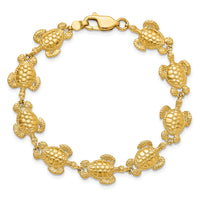 14K Polished / Textured Sea Turtle Bracelet-FB1816-7.25