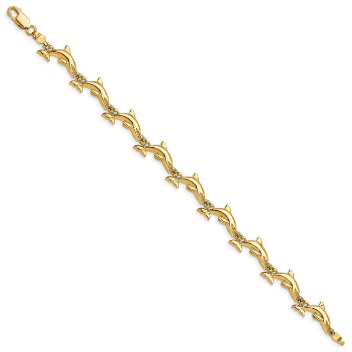 14k Polished Dolphin Bracelet-FB1827-7