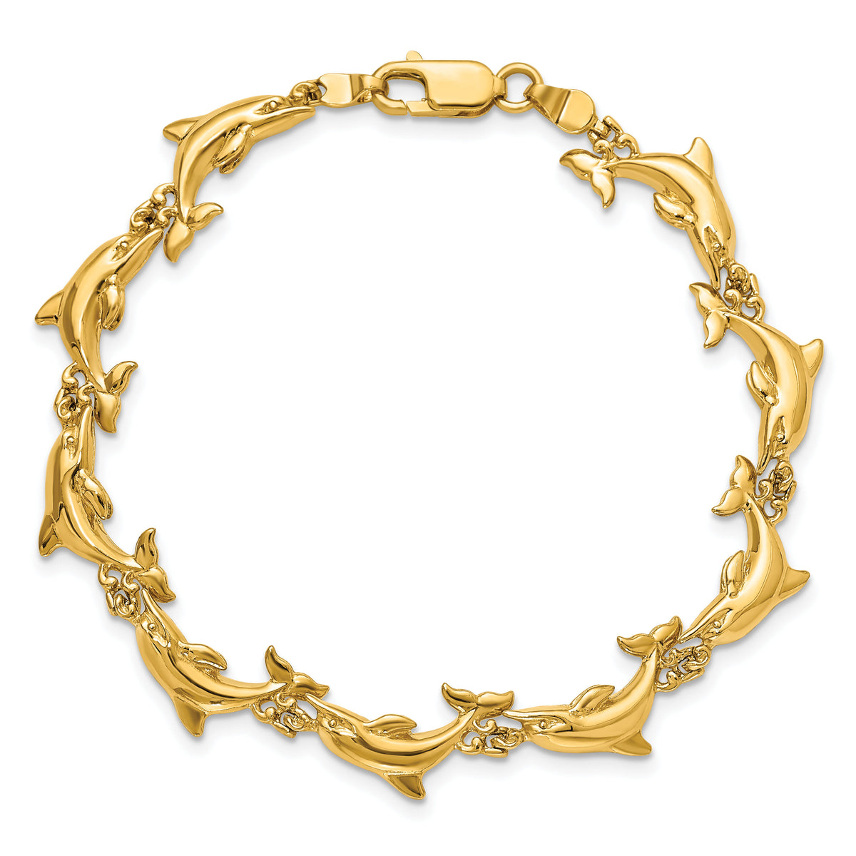 14k Polished Dolphin Bracelet-FB1827-7
