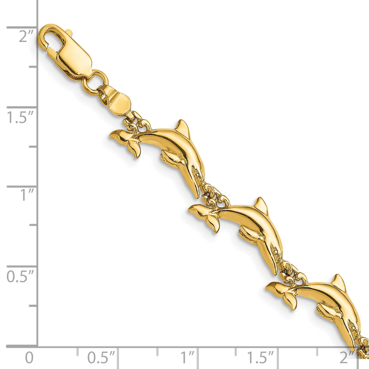 14k Polished Dolphin Bracelet-FB1827-7
