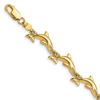 14k Polished Dolphin Bracelet-FB1827-7