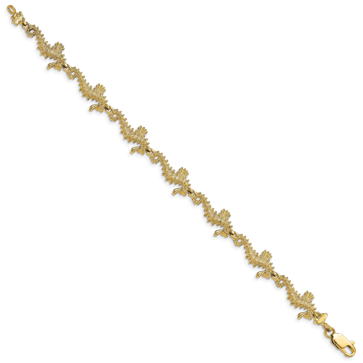 14k Textured 3-D Seahorse Bracelet-FB1829-7.5