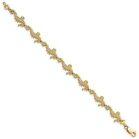14k Textured 3-D Seahorse Bracelet-FB1829-7.5