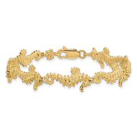 14k Textured 3-D Seahorse Bracelet-FB1829-7.5