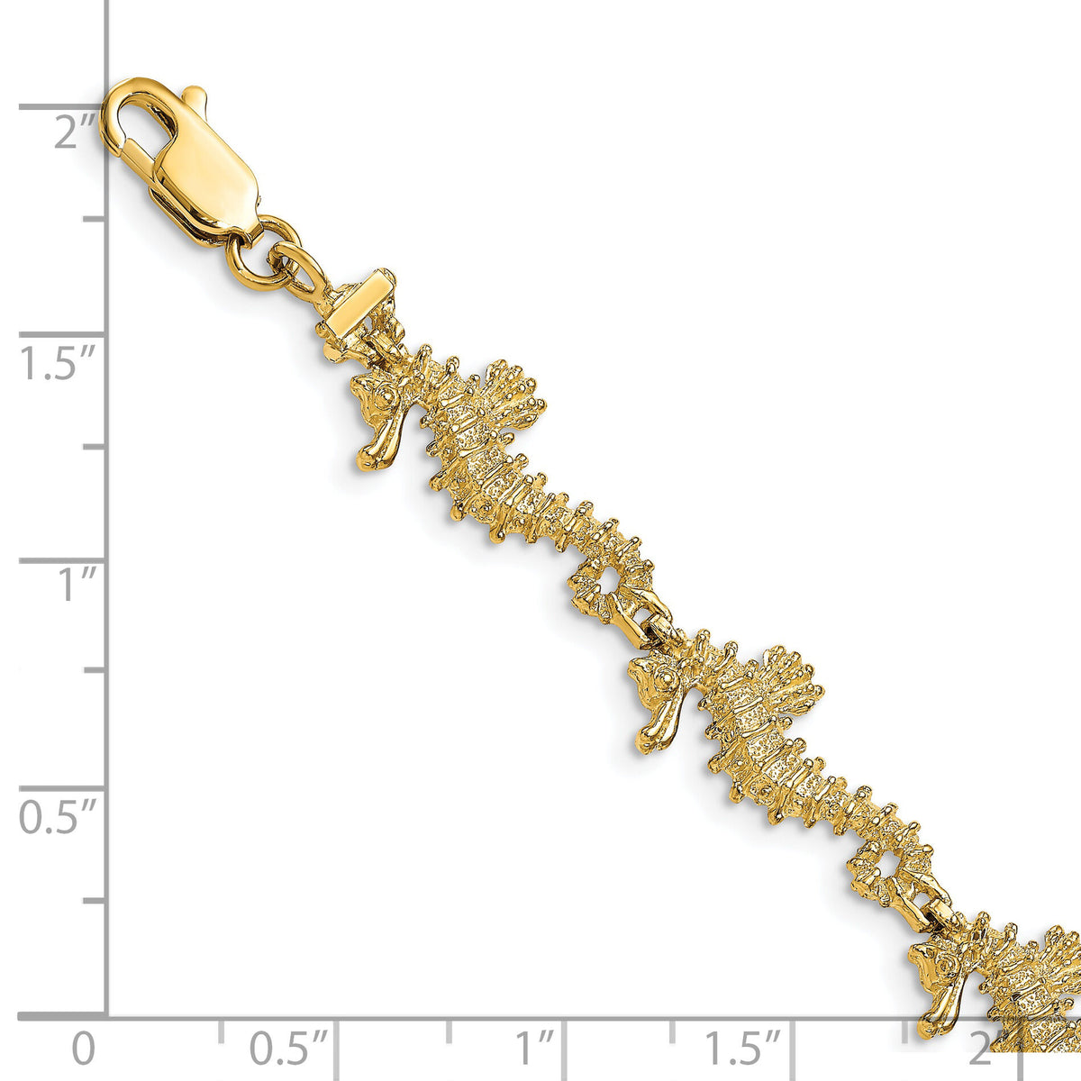 14k Textured 3-D Seahorse Bracelet-FB1829-7.5