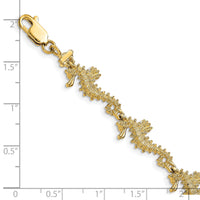 14k Textured 3-D Seahorse Bracelet-FB1829-7.5