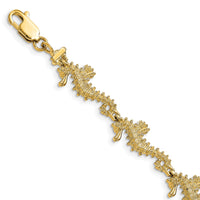14k Textured 3-D Seahorse Bracelet-FB1829-7.5
