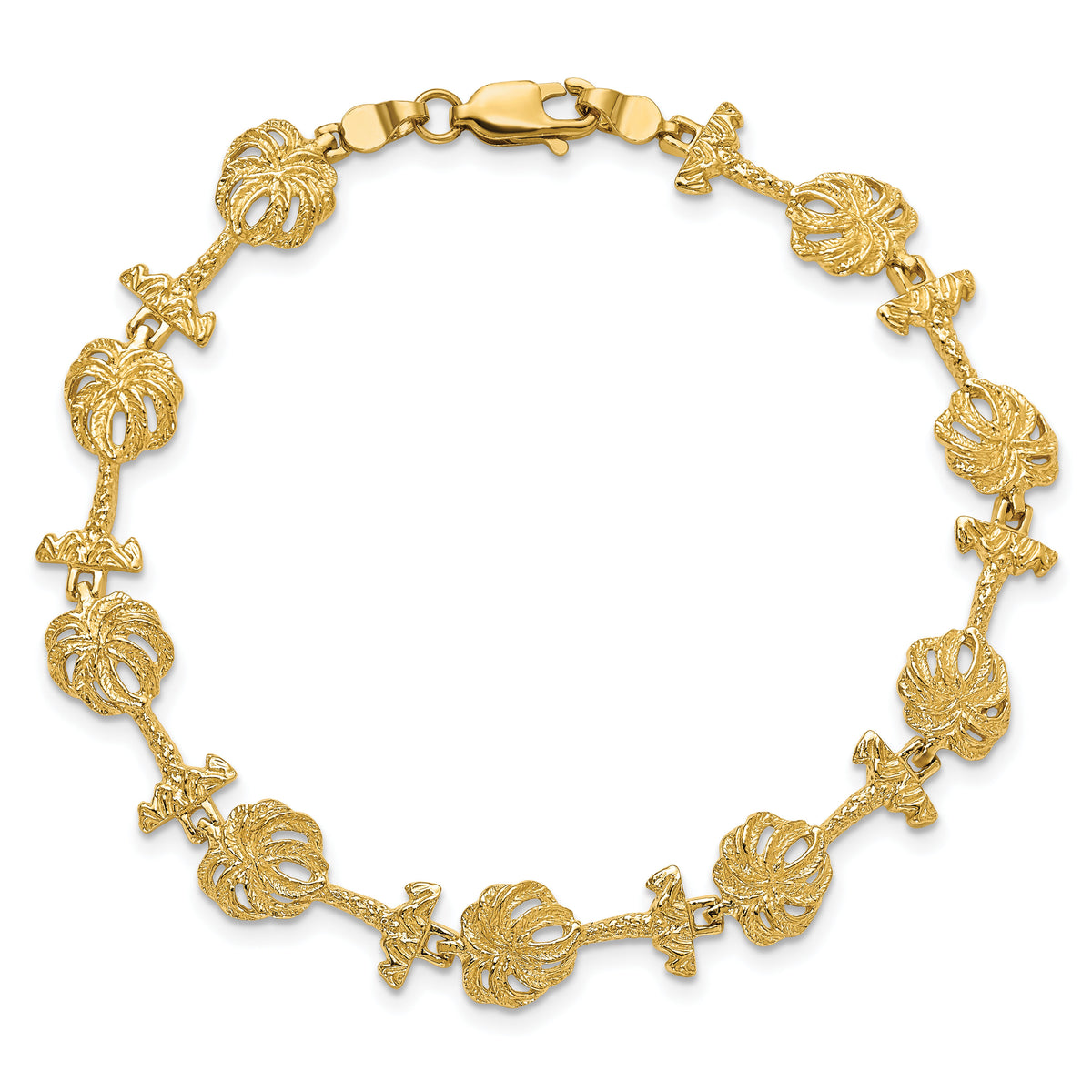 14k Palm Tree Bracelet-FB1830-7.25