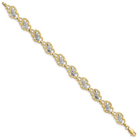 14k and White Rhodium Diamond-Cut Fancy Bracelet-FB1846-7.25