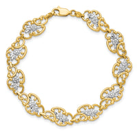 14k and White Rhodium Diamond-Cut Fancy Bracelet-FB1846-7.25
