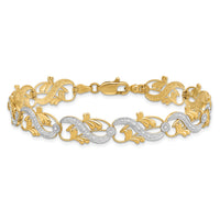 14K and White Rhodium Diamond-Cut Fancy Link Bracelet-FB1847-7.5
